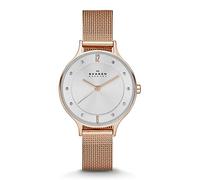 Skagen Montre pour femmes Anita Lille, mouvement à trois aiguilles, boîtier en acier inoxydable or rose de 30 mm avec bracelet en maille d'acier inoxydable, SKW2151