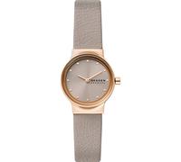Skagen Montre pour femmes Freja Lille, mouvement à deux aiguilles, boîtier 26 mm en acier inoxydable recyclé or rose (au moins 50 %) avec bracelet en cuir écologique, SKW3005
