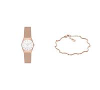 Skagen Montre pour Femmes Grenen Lille Solar Powered and Bracelet Essential Waves, Acier Inoxydable Ton Or Rose, Set