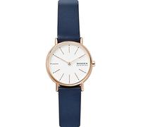 Skagen Montre pour femmes Signatur Lille, mouvement à deux aiguilles, boîtier en acier inoxydable or rose de 30 mm avec bracelet en cuir, SKW2838