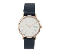 Skagen Montre pour femmes Signatur Lille, mouvement à deux aiguilles, boîtier en acier inoxydable or rose de 30 mm avec bracelet en cuir, SKW2838