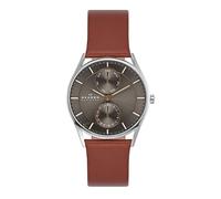Skagen Montre pour homme Holst Chronograph, mouvement quartz multifonction, boîtier en acier inoxydable argenté de 40 mm avec bracelet en cuir, SKW6086