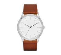 Skagen Montre pour homme Jorn, mouvement à trois aiguilles, boîtier en acier inoxydable argenté de 41 mm avec bracelet en cuir, SKW6331