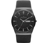 Skagen Montre pour homme Melbye Titanium, mouvement à trois aiguilles avec date, boîtier de 40 mm en titane minuit avec bracelet en maille d'acier inoxydable, SKW6006