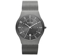 Skagen Montre pour homme Sundby Titanium, mouvement date à trois aiguilles, boîtier en titane anthracite de 37 mm avec bracelet en maille d'acier inoxydable, 233XLTTM