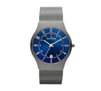 Skagen Montre pour homme Sundby Titanium, mouvement trois aiguilles date, boîtier 37mm Charcoal Titanium avec bracelet en maille d'acier inoxydable, 233XLTTN