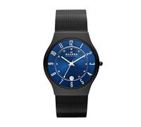 Skagen Montre pour homme Sundby Titanium, mouvement trois aiguilles date, boîtier 42mm Midnight Titanium avec bracelet en maille d'acier inoxydable, T233XLTMN