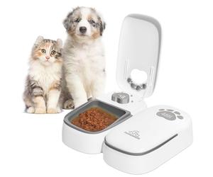 SKAILING Distributeur Automatique de Croquettes pour Chat 2 Repas, avec Affichage LED et Mode économie d'énergie, pour Chat et Chien