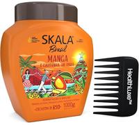 Skala Crème revitalisante à la mangue et aux noix du Brésil 1 kg avec peigne à dents larges, idéale pour cheveux lisses, frisés, secs, bouclés, gras, faibles et abîmés, sans sulfate, paraben, silicone
