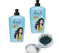 SKALA Expert Maïs Cachos - Crème pour Traitement Cheveux Bouclés - Formule 2 en 1 Effet Conditionné et Démêlant - Définition Bouclés Force et Résistance (2 Protecteurs Thermiques, Brosse)