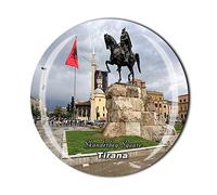 Skanderbeg Aimant de réfrigérateur carré Tirana Albanie souvenir de voyage, cadeau de voyage, décoration de la maison, de la cuisine