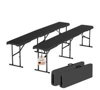 Skandika Banc Pliant MASI, Lot de 2 | Banc de Jardin Pliable, jusqu'à 300 kg, matériau HDPE recyclé, Structure Acier, résistant aux intempéries, 180 cm | Mobilier de Balcon, de Jardin, Pique-Nique