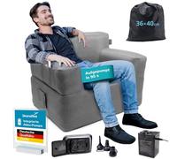 Skandika Canapé Gonflable Easy Air Premium Single | Fauteuil Gonflable 1 Personne, Pompe électrique USB-C, Max 200 kg, Sac de Transport | Camping, Balcon, terrasse, extérieur