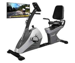 Skandika Centaurus Ergomètre inclinable, 13 kg, 12 programmes d'entraînement préinstallés et commande Bluetooth pour smartphone/tablette avec Google Street View