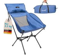Skandika Chaise de camping Compact Plus - Charge maximale de 120 kg - Chaise de camping avec coussin - Grande chaise légère - Pliable - Petit format - Stable - Avec sac de transport - Chaise de pêche