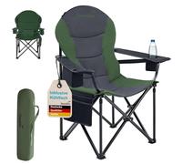 Skandika Chaise de Camping Relax Comfort | Chaise Pliante Confortable, Porte-Boisson, Compartiment réfrigéré, Max. 160 kg, Pliable, légère | Chaise Pliante pour Camping, Festival, pêche (Vert/Gris)