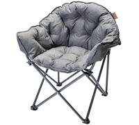 Skandika Chaise de Camping rembourrée Moonchair Premium | Fauteuil Pliable avec Dossier, Max. 150 kg, Sac de Transport Inclus | Chaise d'intérieur et d'extérieur pour Jardin, Balcon, Camping (Gris)