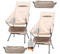 Skandika Chaise de Camping Solig | Chaise Pliante, Charge maximale 120 kg, Cadre en Acier, Dossier rembourré, Inserts en Maille | Chaises de Camping, Plein air, Balcon, Jardin (Lot de 2 / Beige)