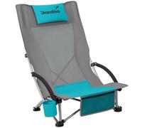 Skandika Chaise de Plage Pliante Beach | Chaise de Plage Confortable avec Mesh Respirant, Porte-Boisson, Basse, Facile à Transporter, Max. 136 kg | Chaise de Camping Pliable, Chaise Longue