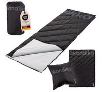 Skandika Couverture de Camping Liva | Couverture Outdoor 4 en 1, 200 x 135 cm, Plaid, Sac de Couchage, Oreiller, Dessous Fourrure synthétique ou Nylon, imperméable (Noir | Nylon)