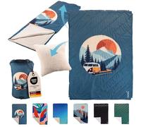 Skandika Couverture de Camping Liva | Couverture Outdoor 4 en 1, 200 x 135 cm, Plaid, Sac de Couchage, Oreiller, Dessous Fourrure synthétique ou Nylon, imperméable (Bus | Fourrure Teddy)