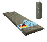 Skandika Dromluft Matelas gonflable - 205 x 65 cm - Pompe à pied intégrée - Boutons pression - Imperméable - 8 cm d'épaisseur - Petit format - Sac de transport - Pour camping, extérieur, randonnée