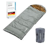 Skandika Dundee Junior Sac de Couchage Enfants | Sac de Couchage de Camping Enfants, Doublure intérieure Flanelle de Coton, Doux et Moelleux, Hydrofuge, 3 Saisons, 175 x 70 cm (Sauge)