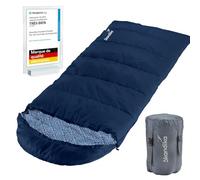 Skandika Dundee Junior Sac de Couchage Enfants | Sac de Couchage de Camping Enfants, Doublure intérieure Flanelle de Coton, Doux et Moelleux, Hydrofuge, 3 Saisons, 175 x 70 cm (Indigo)