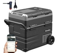 Skandika Glacière Routa 35-55L | +20 ° à -20 °C | connectée, Mini Frigo 2 Zones, réfrigérateur électrique 12v 220v, silencieuse, Mode éco | Camping Voiture Caravane Camping-Car (55 litres)