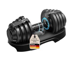 Skandika Haltères Paino - Haltères réglables - 1,5 à 24 kg - Haltères courtes, haltères longues, kettlebell, set d'haltères, haltères, disques d'haltères - Haltères réglables pour la maison, la salle