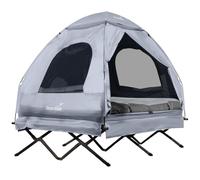 Skandika Haug Lit de Camp Surélevé avec Toit 2 Pers. | Tente-Lit de Camping, Matelas Gonflable, Étanche, d'Extérieur, Max 160 kg | Tente de Pêche 4en1 (Gris avec Sleeper Technology)