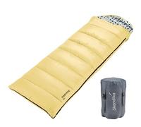 Skandika Iceland | Sac de Couchage Couverture Simple/Double - Flanelle/Polycoton, Adultes, jumelable ou Double 2 Personnes - 3 Saisons | Hiver Outdoor Camping (Simple/Jaune - Zip à Droite)