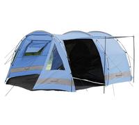 Skandika Kambo Tente Tunnel pour 6 Personnes | Cabine Sombre avec revêtement argenté, Colonne d'eau de 3000 mm, 3 entrées, Marquise, avancée, avec Tapis de Sol | Tente de Camping (Bleu Clair/Gris)