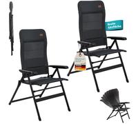 Skandika Lepola Lot de 2 chaises pliantes XL - Chaise de camping pliable en aluminium - Dossier réglable sur 7 positions - Rembourrée - Dossier haut - Accoudoirs - Chaise de camping, jardin