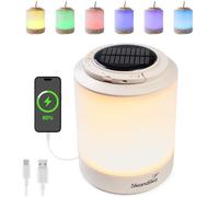 Skandika Nordsol Lampe de camping | Lampe LED rechargeable blanc chaud, batterie externe, 80 à 130 lumens, avec câble de charge USB de type C, 2 x 1800 mAh, intensité variable, à suspendre, lanterne