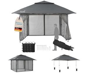 Skandika Pavillon Solvorn 3 x 3 m Plus | Tonnelle Pliable Pop Up, Structure Acier, moustiquaire, 9 m², Hauteur 2,8 m, mécanisme à Une Main, Protection UV 50+, résistant aux intempéries, Ignifuge