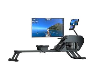 Skandika Rameur à Eau Nemo III | Rameur d'appartement avec résistance à l'eau, Compatible Kinomap, Bluetooth, Console LCD, Support Tablette, jusqu'à 150 kg | Rameur
