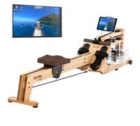 Skandika rameur à Eau Styrke | Conçu en Allemagne, rameur d'appartement en Bois, frêne Massif, Bluetooth, Compatible avec appli Kinomap (Nature Classique/Marron)