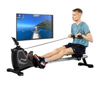 Skandika Rameur connecté Venn | Rameur d'appartement, Console multifontion, Support Tablette, 8 Niveaux de résistance, Max. 125 kg, Bluetooth, Compatible Kinomap