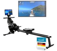 Skandika Rameur d'appartement Venn P5-M | Rameur magnétique connecté, Long Rail, 16 Niveaux, Bluetooth, Compatible avec l'application Kinomap, jusqu'à 135 kg | Rameur pour la Maison, Le Fitness