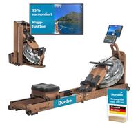 Rameur à eau en acajou - Skandika Nytta - compatible avec Kinomap - pliable - 6 niveaux de résistance