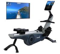 Skandika Rameur Freki | Rameur d'appartement qualité Studio, résistance magnétique 10 Niveaux, Masse d'inertie 8 kg, connecté Kinomap, Rangement Vertical, jusqu'à 200 cm | Appareil de Fitness