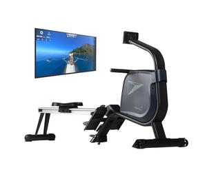 Skandika Rameur Pliable D’Appartement Njord, 16 Niveaux de Résistance, Qualité Studio, 12 Programmes, Écran LCD inertie 8KG, Rameur Magnétique, Kinomap, Rail 128cm, Support Tablette, Max 180KG