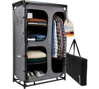 Skandika Ruoka Armoire de camping | Armoire haute, système d'emboîtement sans outils, 140 cm de haut, 4 compartiments avec étagères, tringle à vêtements, sac de transport, cuisine de camping