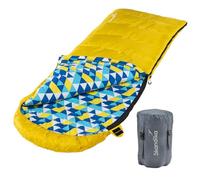 Skandika Sac de Couchage Couverture Dundee | Coton/Flanelle, Haute qualité, jumelable, 3 Saisons, jusqu'à -20°C, 220 x 80 cm | Camping Outdoor randonnée (Jaune/Zip à Gauche)