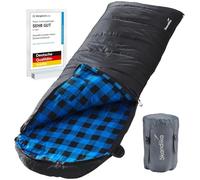 Skandika Sac de Couchage Couverture Dundee | Coton/Flanelle, Haute qualité, jumelable, 3 Saisons, jusqu'à -20°C, 220 x 80 cm | Camping Outdoor randonnée (Noir/Zip à Gauche)