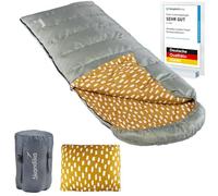 Skandika Sac de Couchage Couverture Dundee | Coton/Flanelle, Haute qualité, jumelable, 3 Saisons, jusqu'à -20°C, 220 x 80 cm | Camping Outdoor randonnée (Sauge avec Coussin/Zip à Gauche)