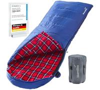 Skandika Sac de Couchage Couverture Dundee | Coton/Flanelle, Haute qualité, jumelable, 3 Saisons, jusqu'à -20°C, 220 x 80 cm | Camping Outdoor randonnée (Bleu/Zip à Droite)