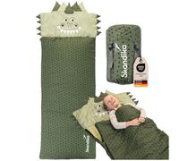 Skandika Sac de couchage pour enfants Soti | Sac de couchage de camping pour enfants jusqu'à 150 cm, design coloré Renard/Licorne/Dino/Lion, avec coton, lavable en machine | Sacs de couchage pour