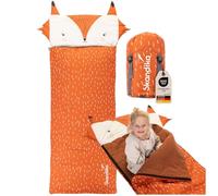 Skandika Sac de couchage pour enfants Soti | Sac de couchage de camping pour enfants jusqu'à 150 cm, design coloré Renard/Licorne/Dino/Lion, avec coton, lavable en machine | Sacs de couchage pour